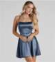 Windsor Womens Bridal Shower/A Moment In Satin Skater Dress Blue